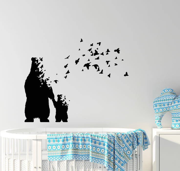 Vinyl Wall Decal Abstract Bears Flying Birds Patterns Animals Stickers Mural (g7202)
