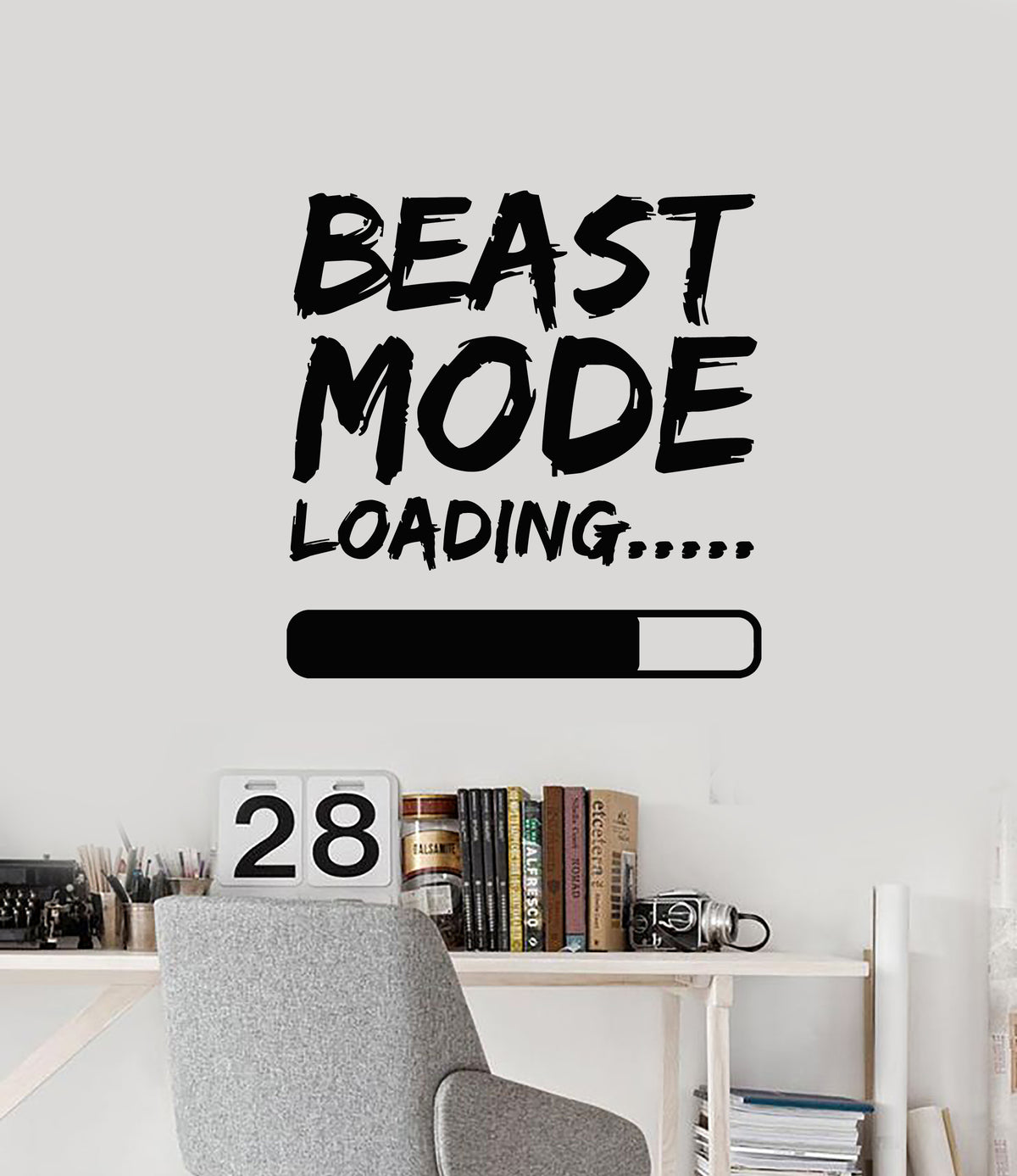 Beast Loading Vinyl Wall Decal Phrase Beast Mode Loading Teen Boy Room Stickers Mura ...