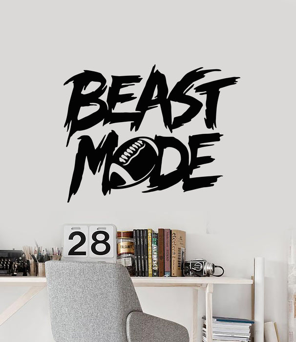 Vinyl Wall Decal Football Fan Lettering Beast Mode Gym Phrase Teen Bedroom Stickers Mural (g6337)