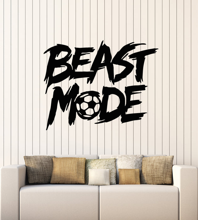 Vinyl Wall Decal Soccer Player Phrase Beast Mode Sports Fan Stickers Mural (g6364)