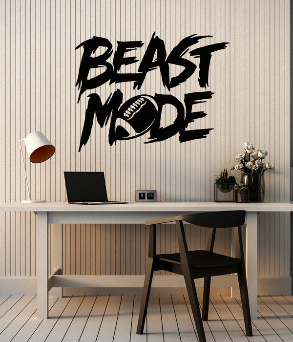 Vinyl Wall Decal Football Fan Lettering Beast Mode Gym Phrase Teen Bed ...