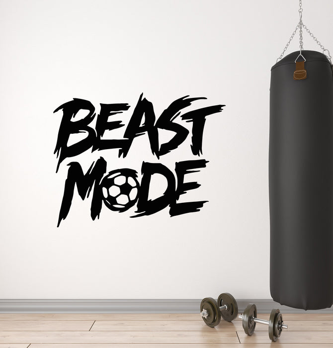 Vinyl Wall Decal Soccer Player Phrase Beast Mode Sports Fan Stickers Mural (g6364)