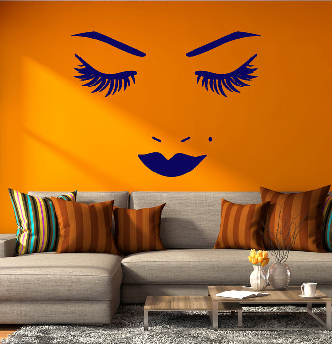 Vinyl Wall Decal Female Sexy Face Lips Eyelash Beauty Salon Makeup Stickers Unique Gift (898ig)