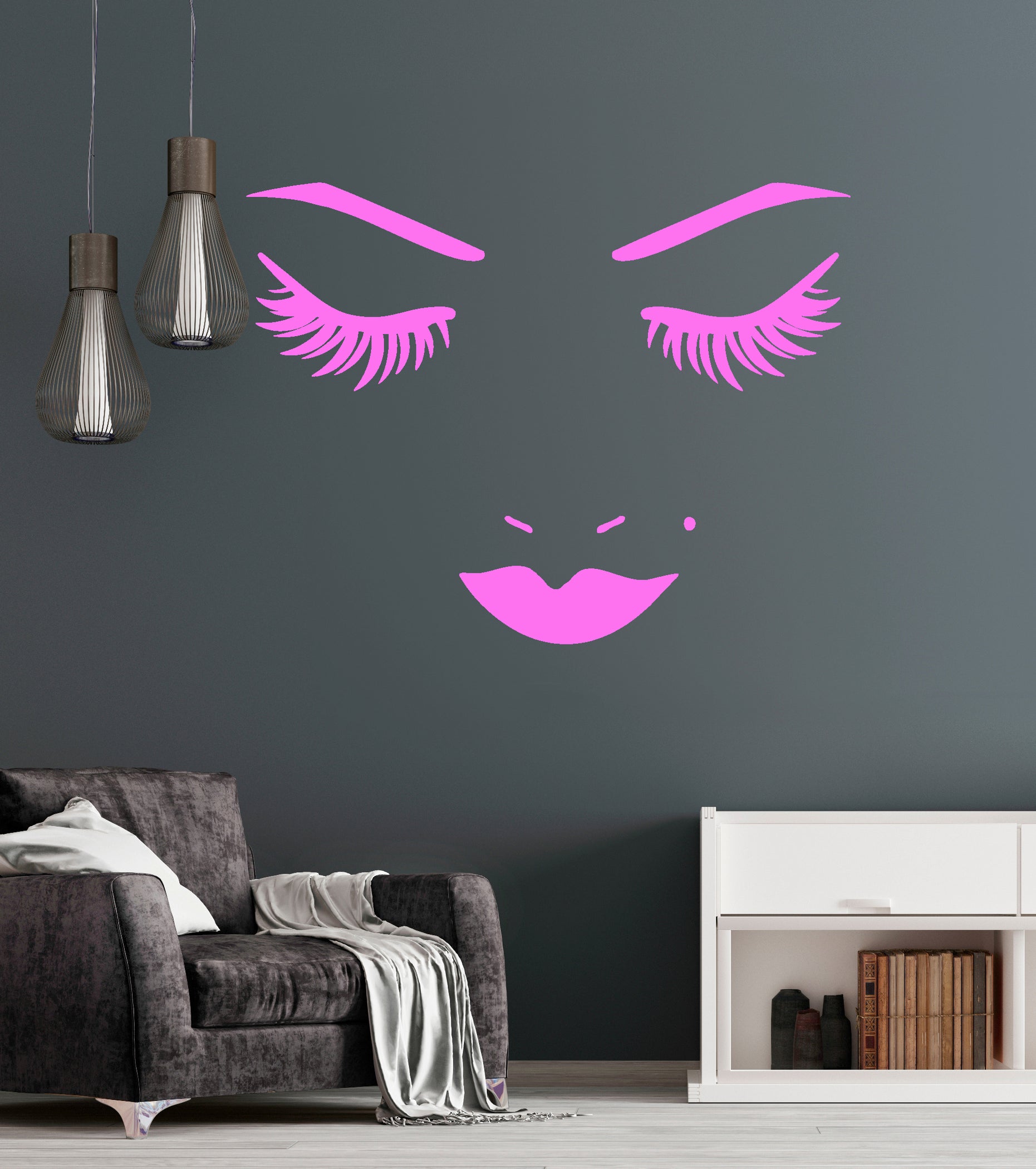 Vinyl Wall Decal Female Sexy Face Lips Eyelash Beauty Salon Makeup Sti — Wallstickers4you 