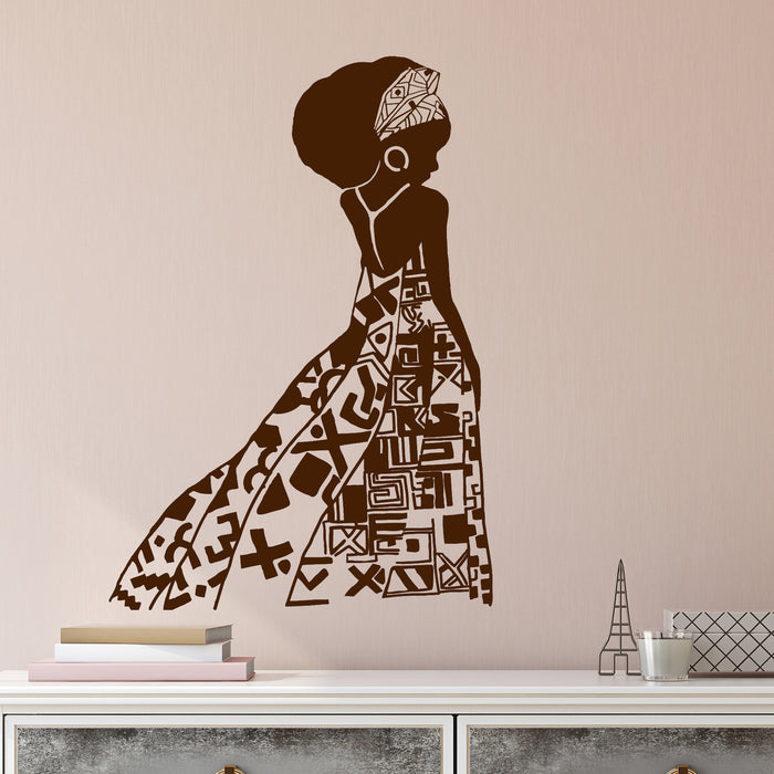 Vinyl Wall Decal African Girl Black Woman Native Ethnic Style Stickers Unique Gift (1422ig)