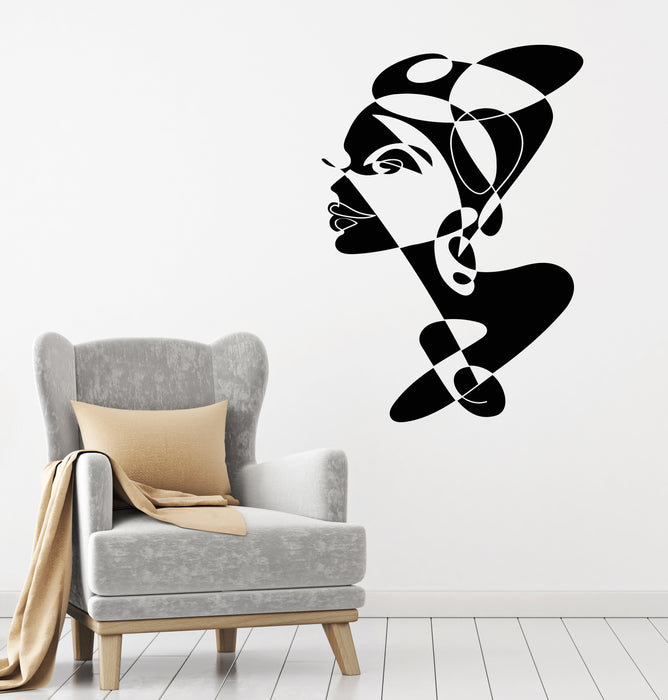 Beautiful African Woman Vinyl Wall Decal Black and White Turban Stickers Mural (k066)