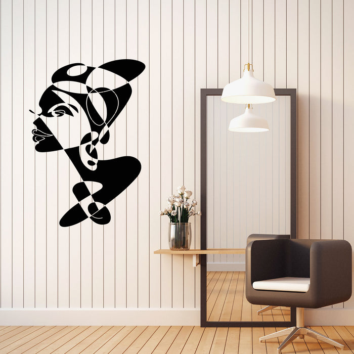 Beautiful African Woman Vinyl Wall Decal Black and White Turban Stickers Mural (k066)