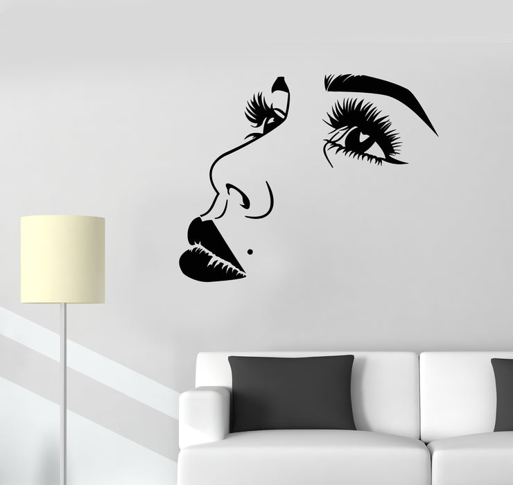 Vinyl Wall Decal Beauty Salon Face Makeup Sexy Girl Lips Eyes Stickers Mural (g391)