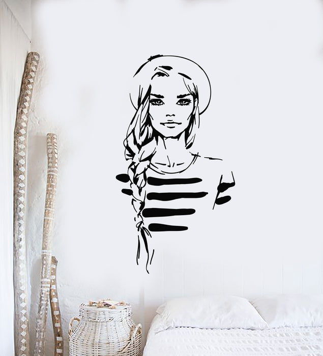 Vinyl Wall Decal Fashion Beauty Girl Makeup Salon Marine Style Stickers Mural (g1646)