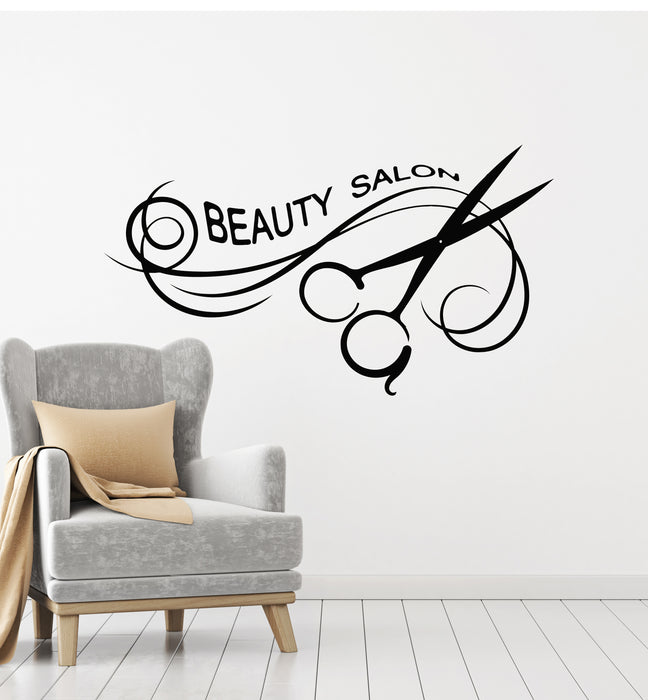 Vinyl Wall Decal Beauty Salon Hair Style Barber Tools Scissors Stickers Mural (g2321)