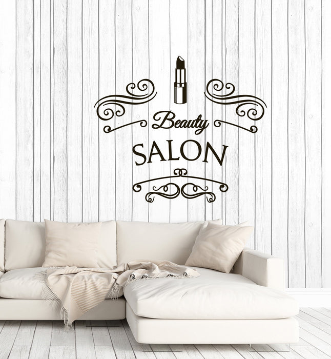 Vinyl Wall Decal Beauty Salon Lipstick Lettering Signboard Decor Art Stickers Mural (ig5659)