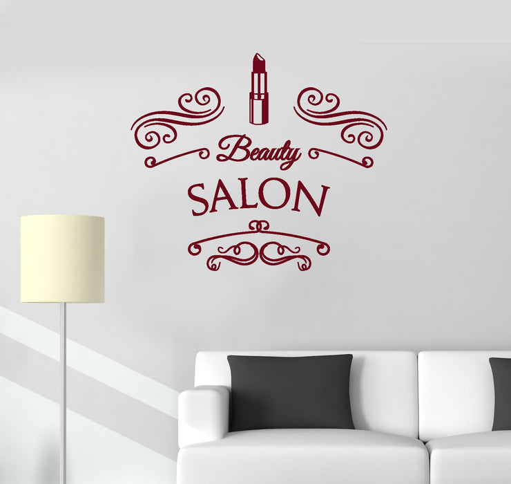 Vinyl Wall Decal Beauty Salon Lipstick Lettering Signboard Decor Art Stickers Mural (ig5659)