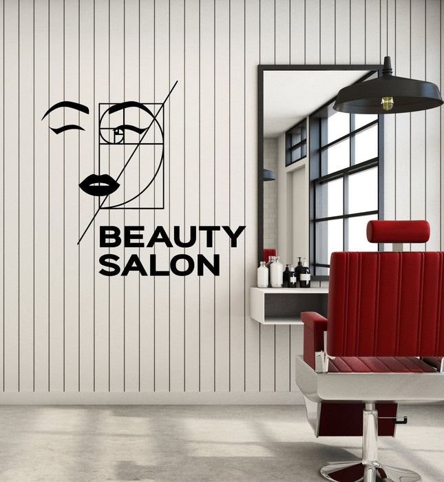 Vinyl Wall Decal Beauty Salon Golden Ratio Sexy Woman Face Stickers Mural (ig5415)