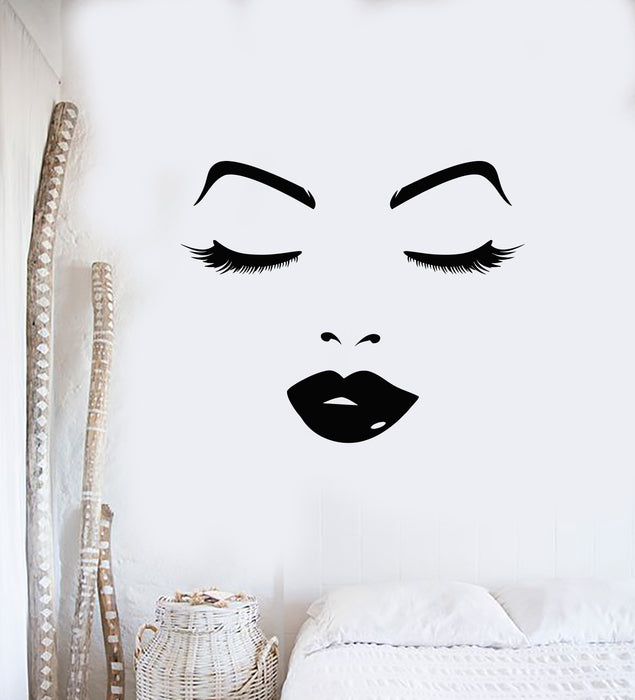 Vinyl Wall Decal Beauty Salon Female Woman Face Sexy Lips Eyes Stickers Mural (g2077)