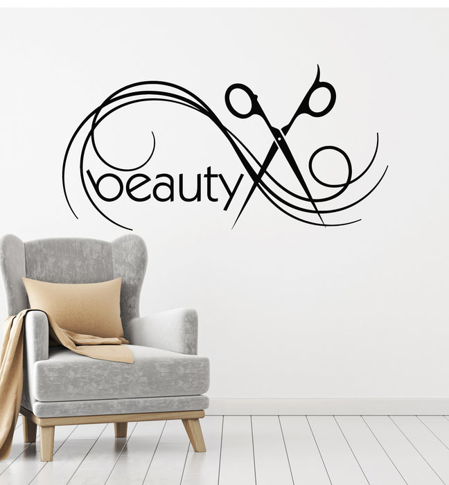 Vinyl Wall Decal Beauty Hair Stylist Salon Professional Service Scissors Stickers Mural (g2453)