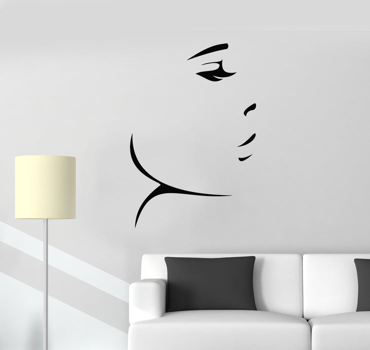 Vinyl Wall Decal Female Face Beauty Woman Makeup Fashion Stickers Mural (g408)