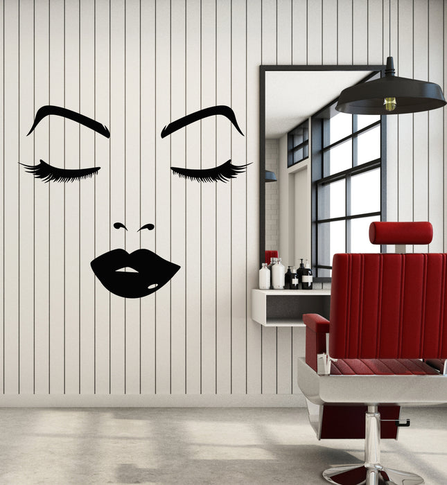 Vinyl Wall Decal Beauty Salon Female Woman Face Sexy Lips Eyes Stickers Mural (g2077)