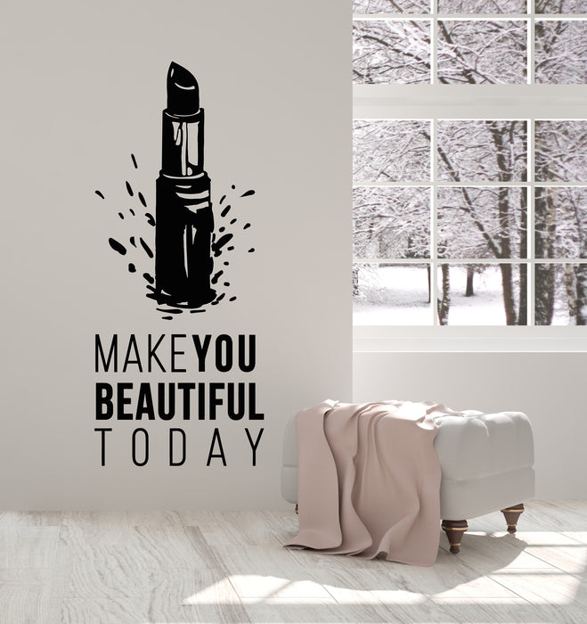 Vinyl Wall Decal Cosmetics Makeup Beauty Salon Quote Woman Fashion Stickers Mural (g764)