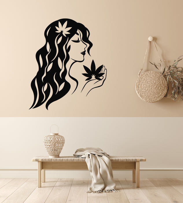 Vinyl Wall Decal Beauty Hair Spa Salon Logo Girl Lotos Decor Stickers Mural (g6498)
