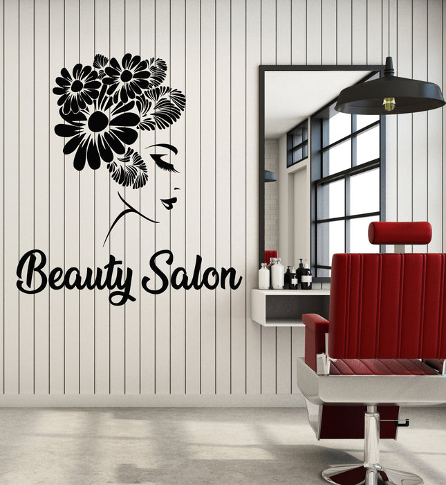 Vinyl Wall Decal Barber Beauty Hair Salon Hairdresser Floral Art Stickers Mural (g5970)