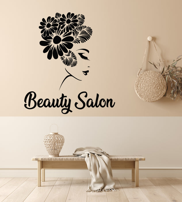 Vinyl Wall Decal Barber Beauty Hair Salon Hairdresser Floral Art Stickers Mural (g5970)