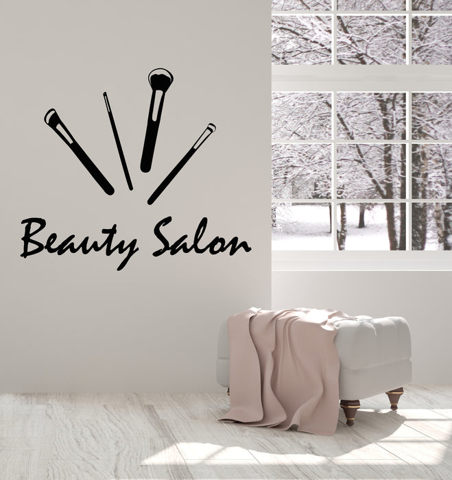 Vinyl Wall Decal Makeup Brushes Beauty Salon Makeup Artist Cosmetics Stickers Mural (g6953)