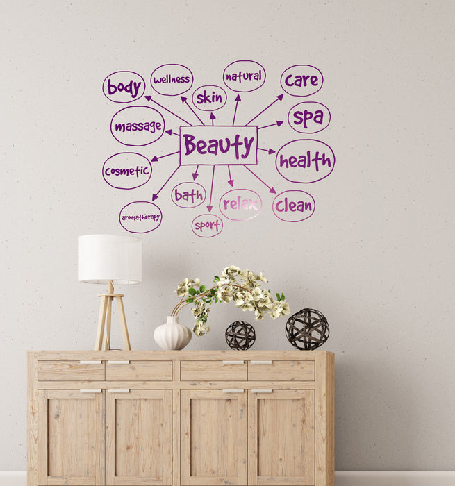 Виниловые наклейки на стену салон красоты оздоровительный спа массаж уход ванная комната наклейки фреска (ig6287)