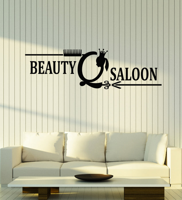 Vinyl Wall Decal Hair Beauty Salon Spa Makeup Crown Stickers Mural (g3124)