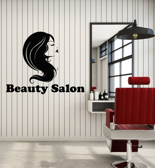 Vinyl Wall Decal Barber Beauty Salon Stylist Woman Long Hair Stickers Mural (g3229)