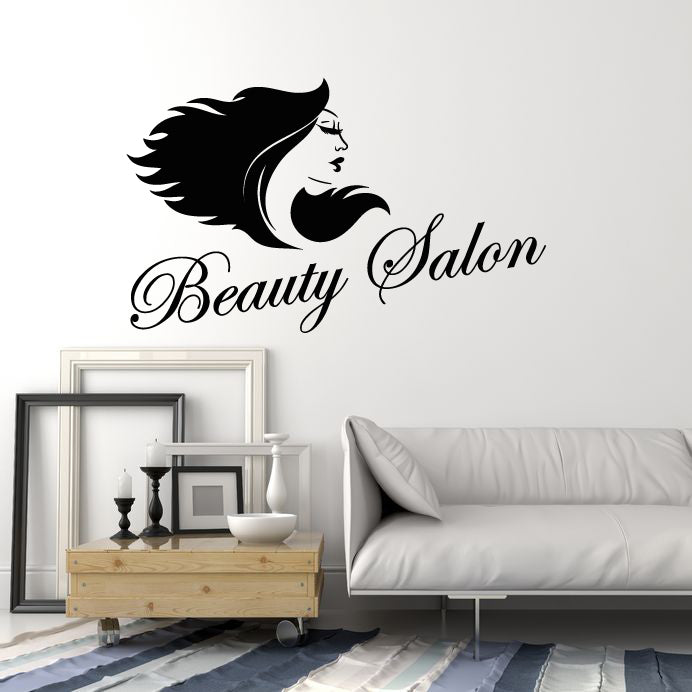 Vinyl Wall Decal Lettering Beauty Salon Fashion Woman Profile Stickers Mural (g3238)