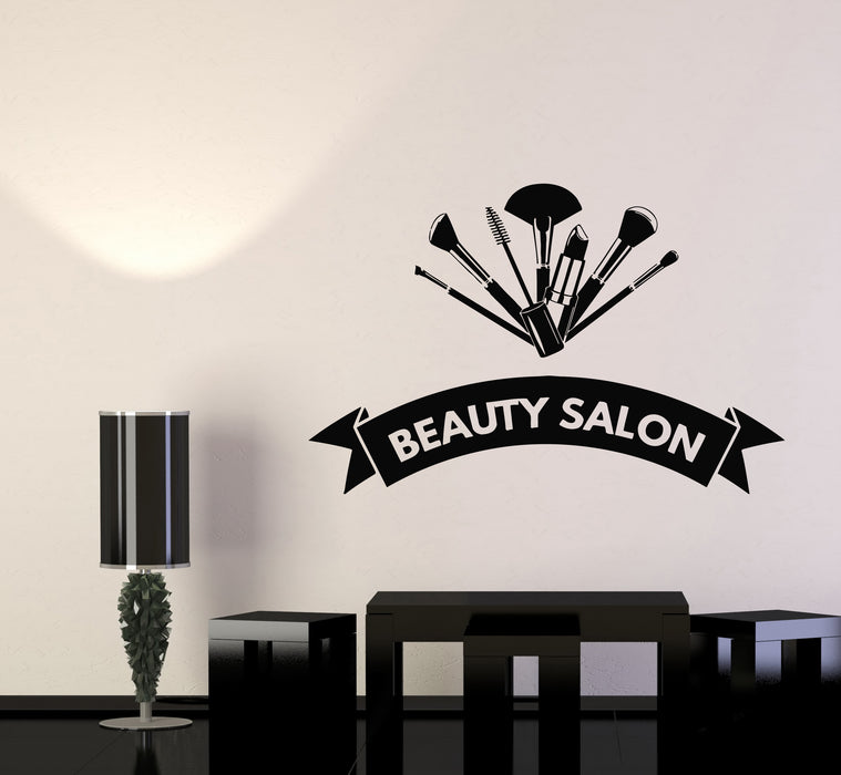Vinyl Wall Decal Woman Beauty Salon Makeup Tools Cosmetics Stickers Mural (g6316)