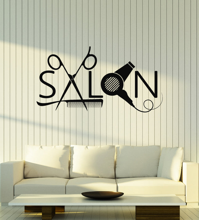 Vinyl Wall Decal Hairdresser Beauty Salon Studio Barber Tools Stickers Mural (g6720)