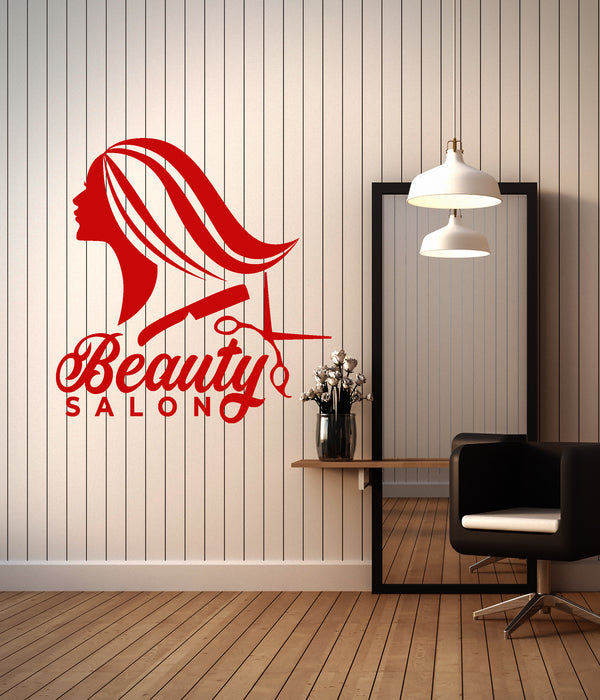 Vinyl Wall Decal Beauty Salon Scissors Comb Hair Hairdresser Window Stickers Mural (ig6402)