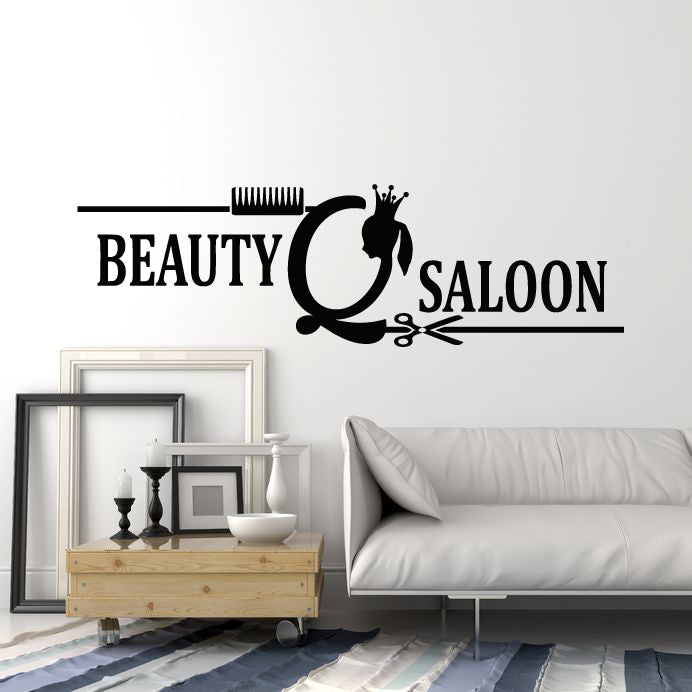 Vinyl Wall Decal Hair Beauty Salon Spa Makeup Crown Stickers Mural (g3124)