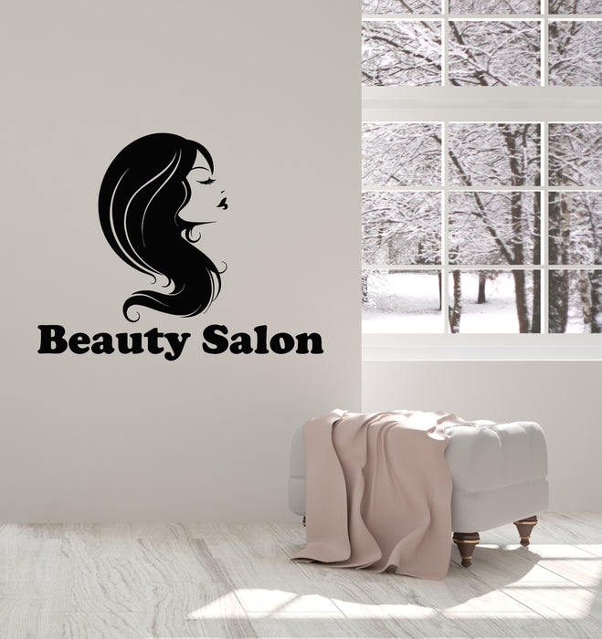 Vinyl Wall Decal Barber Beauty Salon Stylist Woman Long Hair Stickers Mural (g3229)
