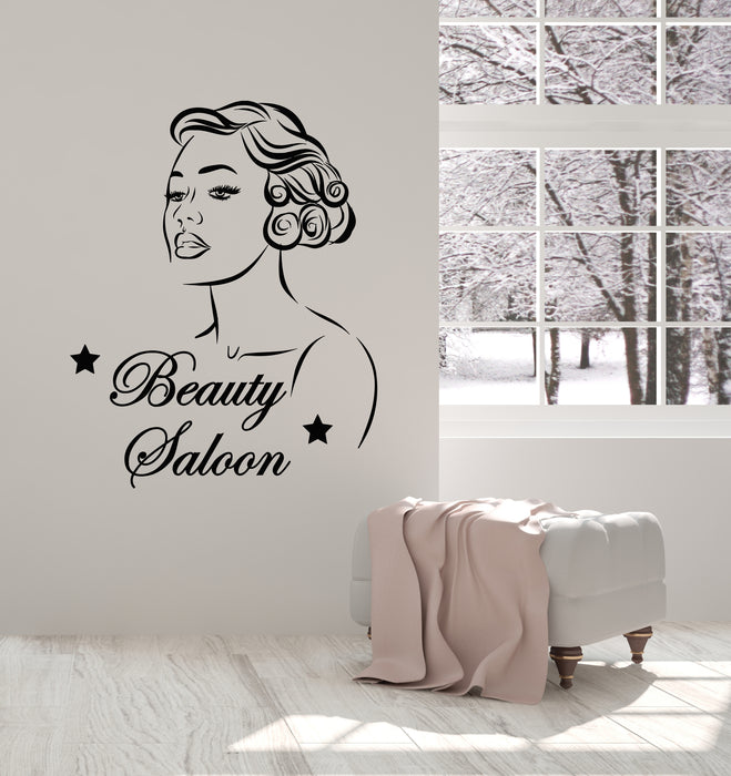 Vinyl Wall Decal Beauty Salon Spa Hair Fashion Woman Stickers Mural (g3807)