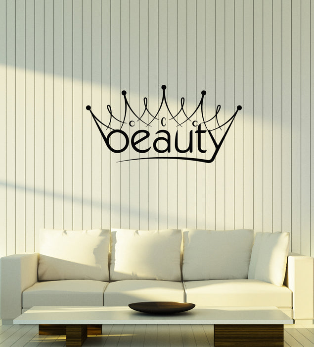 Vinyl Wall Decal Studio For Woman Beauty Salon Fashion Crown Stickers Mural (g4111)