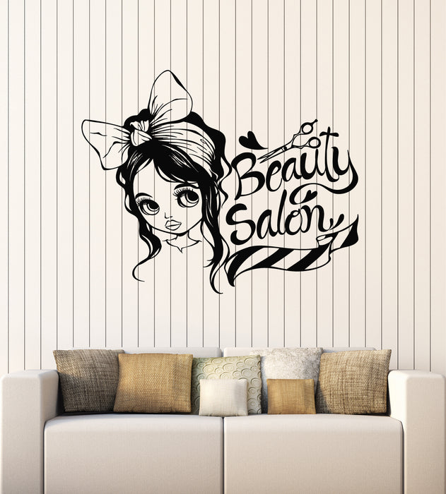 Vinyl Wall Decal Beauty Hair Salon Logo Doll Scissors Hairdresser Stickers Mural (g5043)