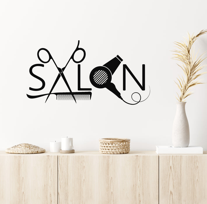 Vinyl Wall Decal Hairdresser Beauty Salon Studio Barber Tools Stickers Mural (g6720)