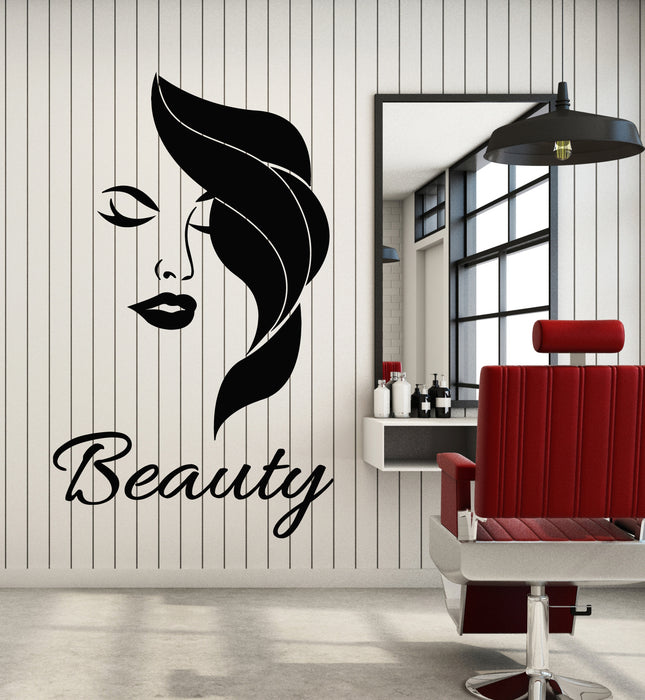 Vinyl Wall Decal Beauty Female Face Makeup Hair Spa Salon Stickers Mural (g5135)