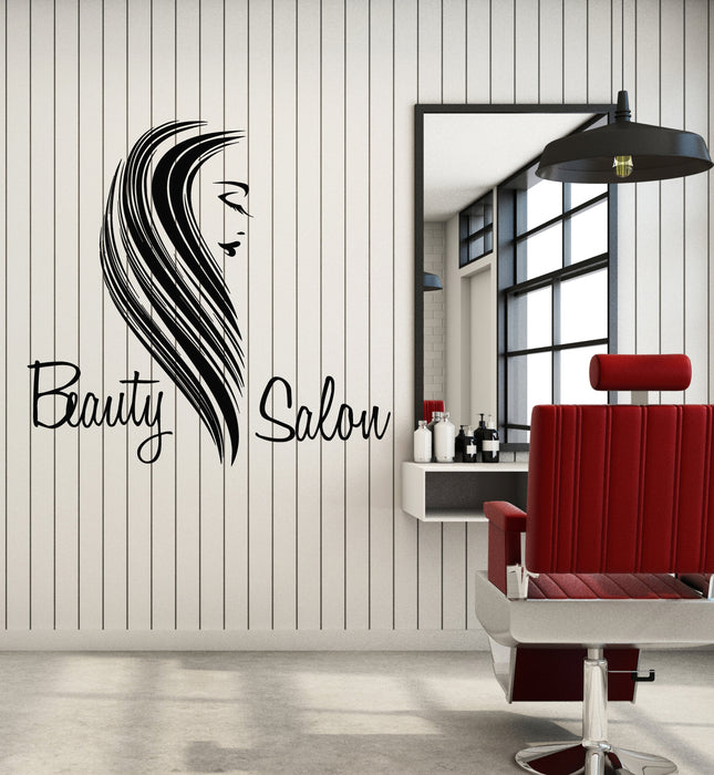 Vinyl Wall Decal Female Face Makeup Beauty Hair Salon Woman Stickers Mural (g5827)