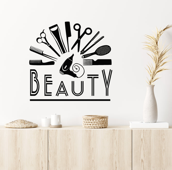 Vinyl Wall Decal Beauty Salon Hair Tools Hairstyle Fashion Stickers Mural (g6200)