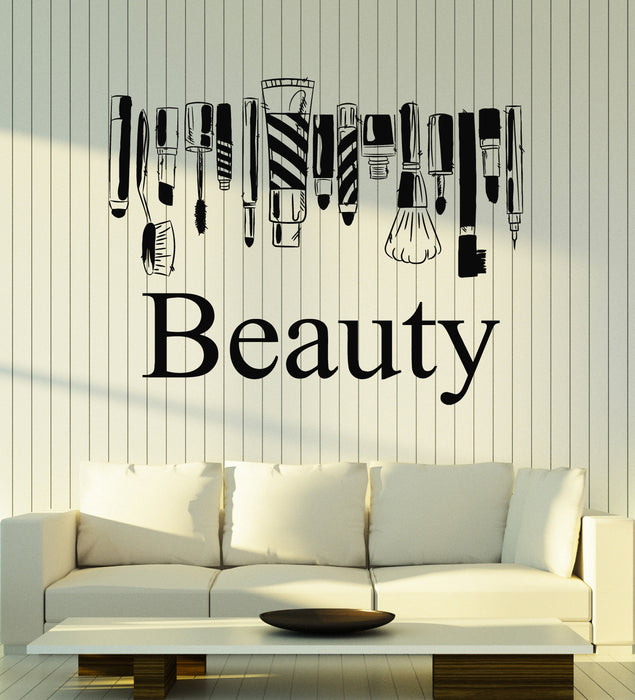 Vinyl Wall Decal Beauty Salon Makeup Cosmetics Shop Stylist Stickers Mural (g6351)