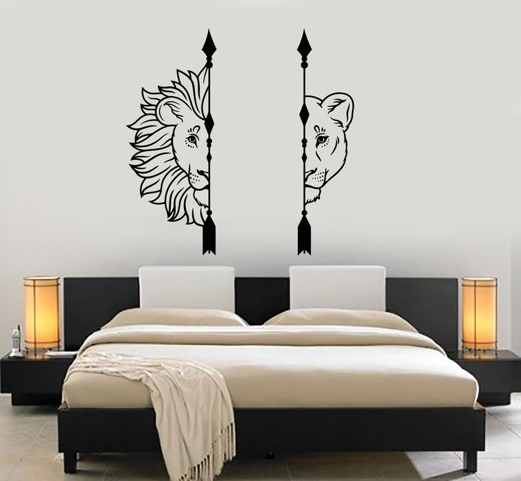 Vinyl Wall Decal Bed Lion King Head Wildlife Animal Bedroom Art Stickers Mural (g6865)