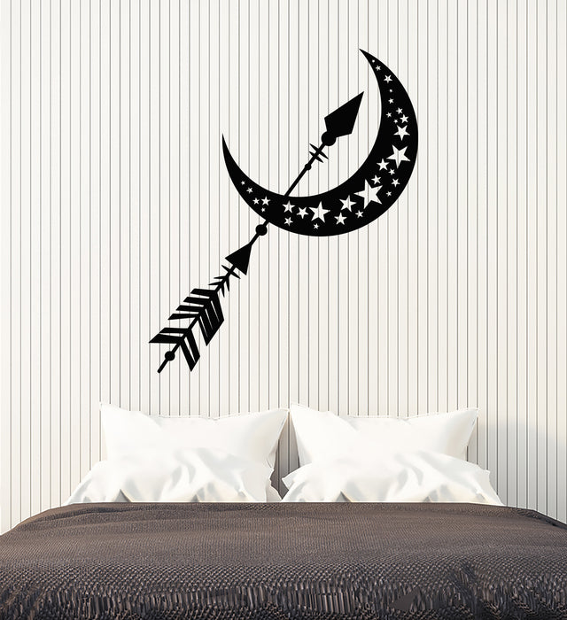 Vinyl Wall Decal Night Bed Moon Crescent Stars Bedroom Interior Stickers Mural (g6881)