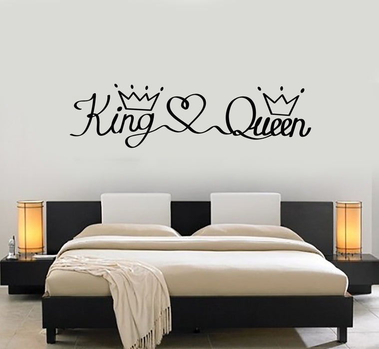 Vinyl Wall Decal Queen King Lettering Crown Bedroom Decor Stickers Mural (g1179)