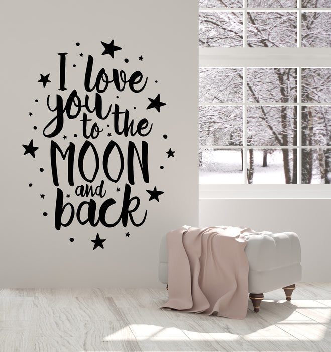 Vinyl Wall Decal Moon Stars Bedroom Romance Love Quote Stickers Mural (g1743)