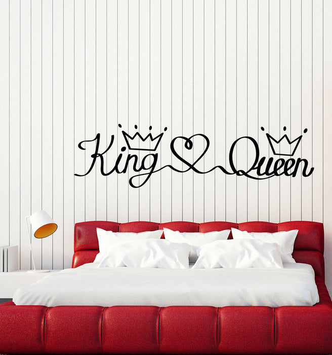 Vinyl Wall Decal Queen King Lettering Crown Bedroom Decor Stickers Mural (g1179)