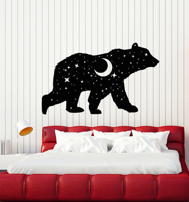 Vinyl Wall Decal Bear Animal Night Sky Moon Stars Bedroom Stickers Mural (g2642)