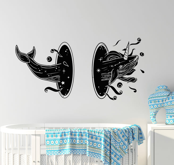 Vinyl Wall Decal Big Whale Ocean Sea Style Bedroom Night Stickers Mural (g5516)